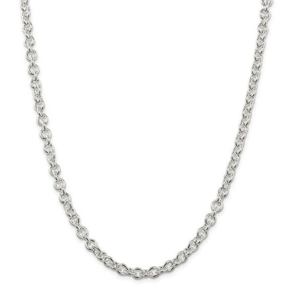 Men\'s 6mm, Sterling Silver Classic Solid Cable Chain Necklace, 30 Inch